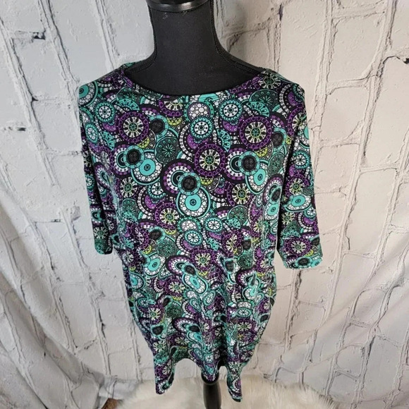Lularoe Irma Tunic Shirt Hi-Lo Circles Geometric Print Size XS Legging Length - Picture 2 of 7